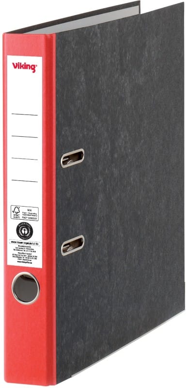 Classeur à levier Viking Étroit A4 50 mm Noir, rouge 2 Anneaux Carton Effet Marbre Portrait