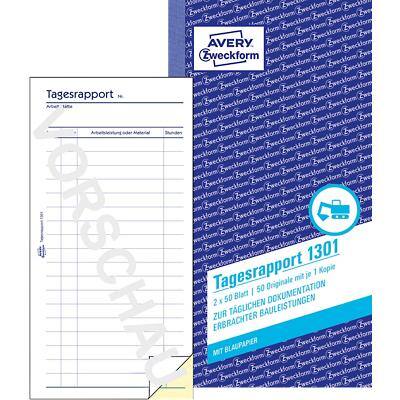 Formulaires de rapport quotidiens AVERY Zweckform 1301 Blanc, jaune 105 x 200 mm 10,5 x 20 cm 50 Feuilles