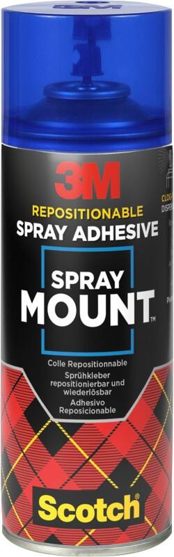 Colle aérosol 3M Scotch SprayMount Transparent Permanent après Séchage 400 ml
