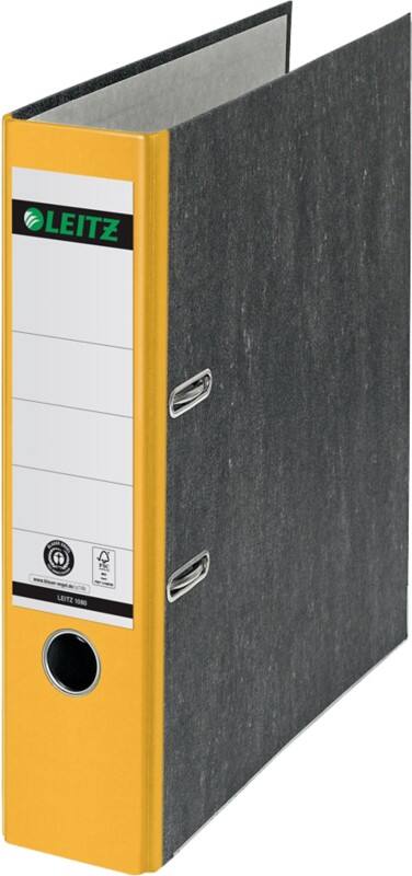Classeur à levier Leitz Large 180° A4 82 mm Jaune 2 Anneaux 1080 Carton Effet Marbre Portrait