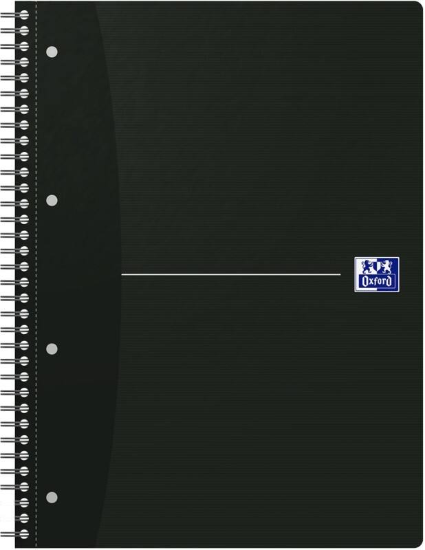 Cahier OXFORD Office Essentials A4+ Quadrillé Reliure en spirale Carte Noir Perforé 140 Pages