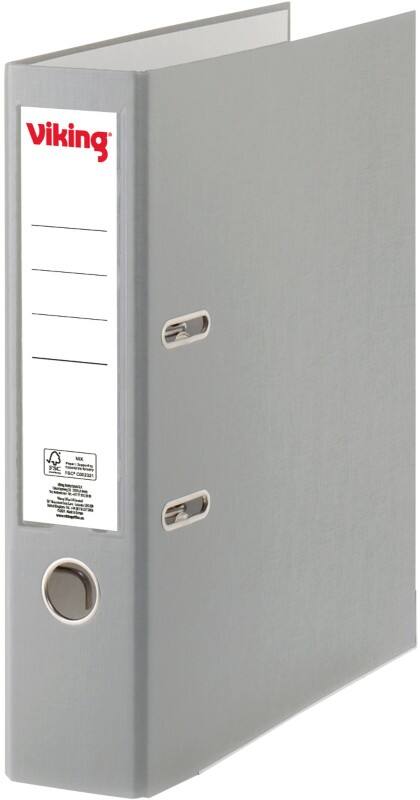 Classeur à levier Viking Large A4 75 mm Gris 2 Anneaux Plastique Mat Portrait