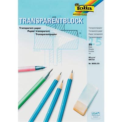 Papier traceur Folia A3 Transparent 80 g/m² 25 Feuilles