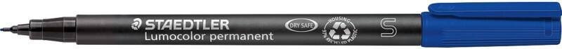 Marqueur permanent STAEDTLER Lumocolor Universal S 97% Recyclé Extra fin Ogive 0,4 mm Bleu Rechargeable 10 Unités