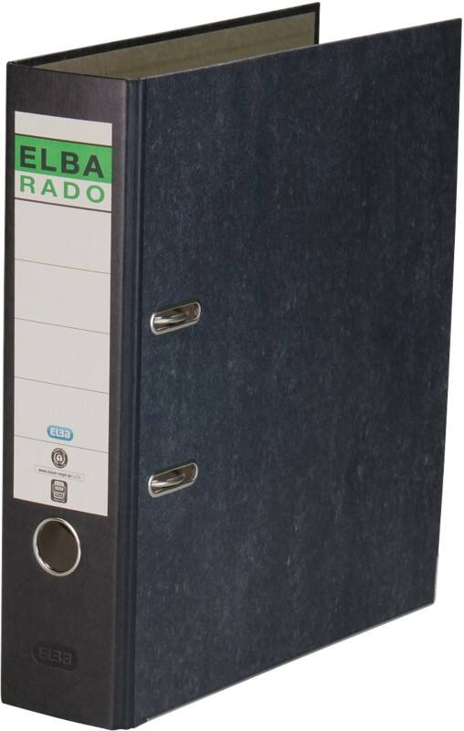 Classeur à levier ELBA Large Rado A4 80 mm Noir 2 Anneaux Carton Effet Marbre