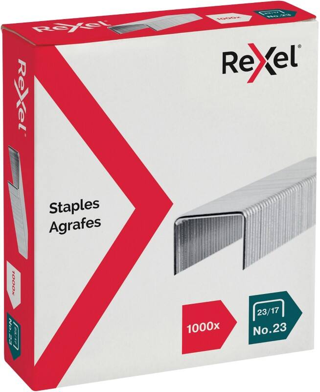 Agrafes Rexel No.23 23/17 2101052 Acier Argenté 1000 Agrafes