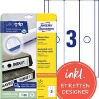 Étiquettes pour dos de classeur Avery L4757-25 Ultragrip Blanc A4 63 mm 25 Feuilles de 3 Étiquettes