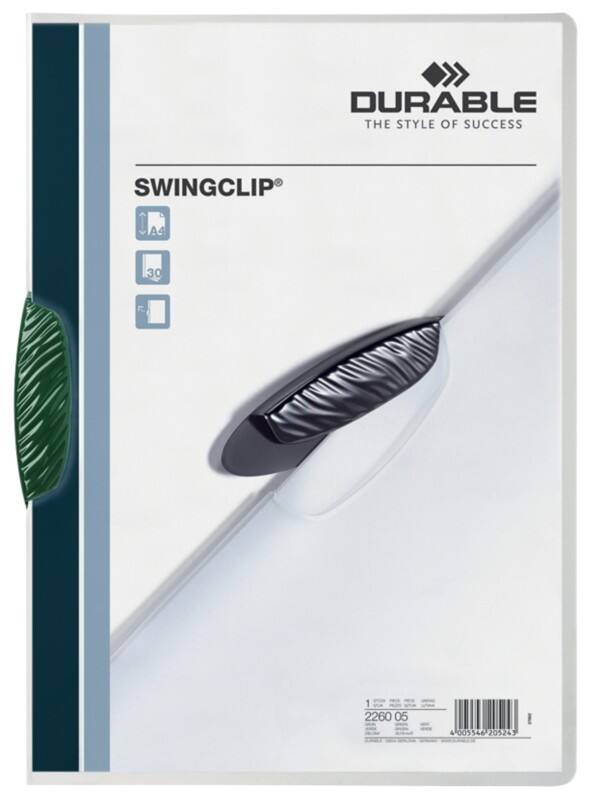 Farde à clip DURABLE Swingclip A4 Vert Polypropylène Avec pince pivotante Swingclip