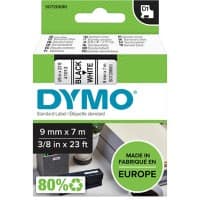 Ruban d'étiquettes DYMO D1 Authentique 40913 S0720680 Autocollantes Noir sur Blanc 9 mm x 7 m