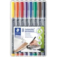 Marqueur OHP/DVD STAEDTLER Lumocolor 317 97% Recyclé Moyen Ogive 1 mm Assortiment Rechargeable 8 Unités