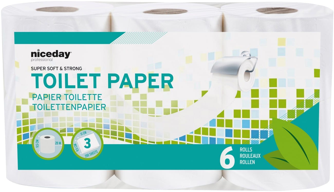 Papier toilette Niceday Professional Standard 3 épaisseurs 6 Rouleaux de 200 Feuilles