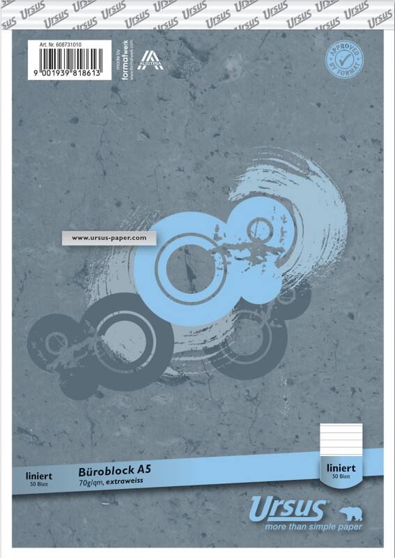 Bloc-notes Ursus Style A5 Ligné Agrafé Papier Gris Perforé 100 pages