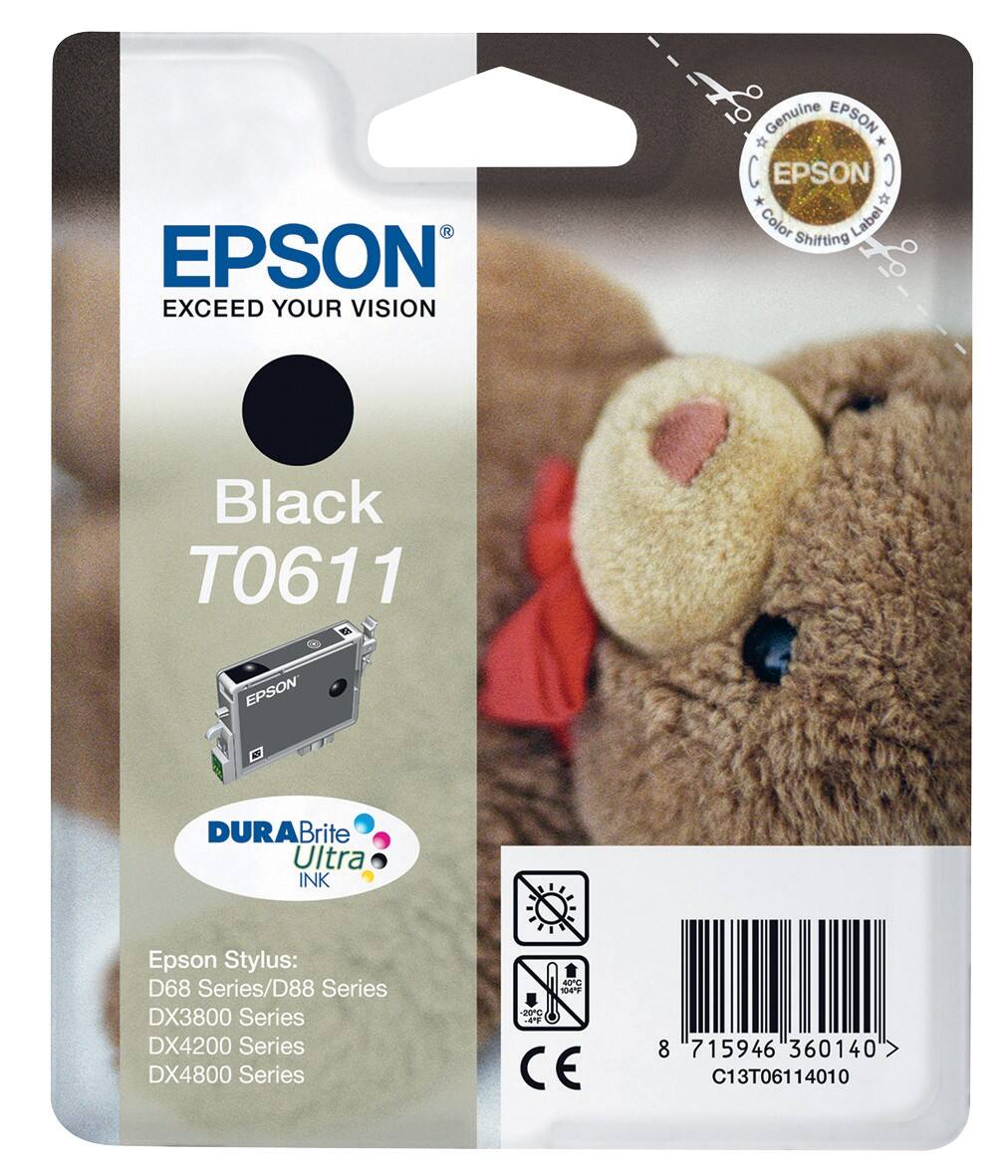Cartouche jet d'encre Epson D'origine T0611 Noir C13T06114010