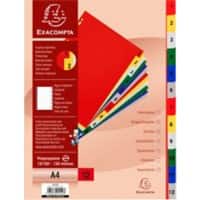 Intercalaires numériques 1 à 12 Exacompta A4 Assortiment 12 intercalaires PP (Polypropylène) 11 Perforations 1512E