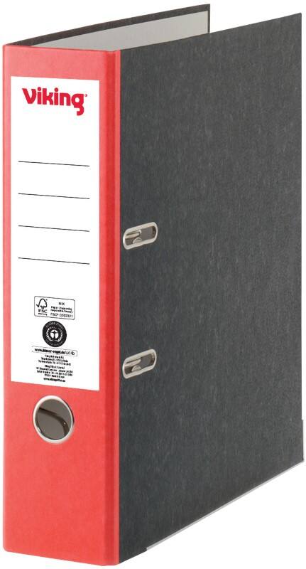 Classeur à levier Viking Large A4 80 mm Noir, rouge 2 Anneaux Carton Effet Marbre Portrait