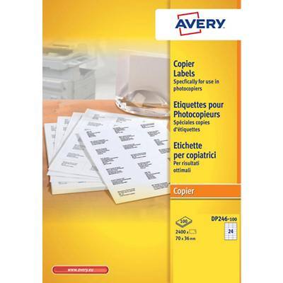 Étiquettes universelles Avery DP246-100 Blanc A4 70 X 36 mm 100 feuilles de 24 étiquettes