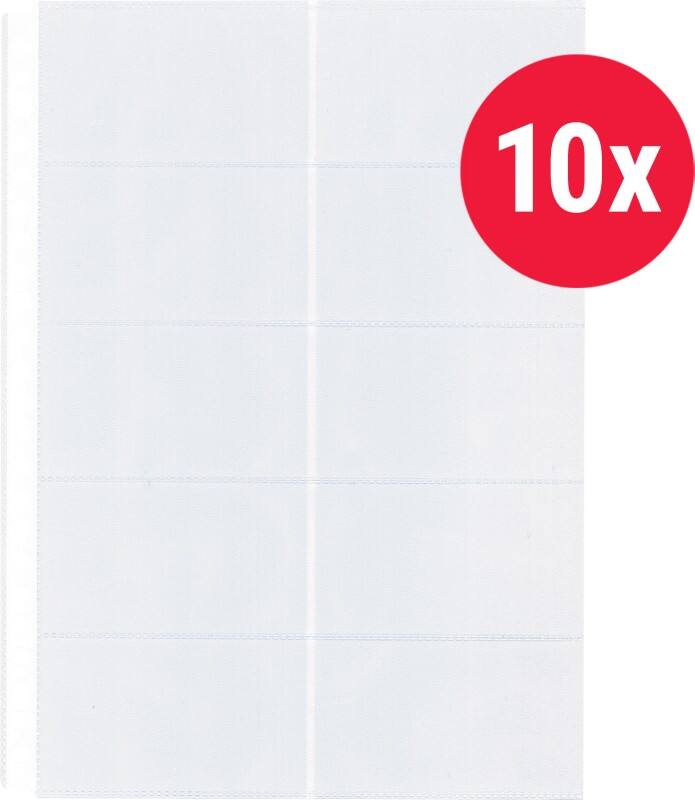 Pochettes pour cartes visite KANGARO A4 Granuleux Transparent 120 microns PP (Polypropylène) 23 perforations K-18006 10 unités