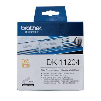 Étiquettes multifonction Brother QL Authentique DK-11204 DK-11204 Autocollantes Noir sur Blanc 17 x 54 mm 400 Étiquettes