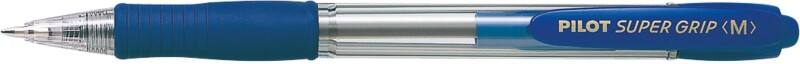 Stylo-bille Pilot Super Grip Rétractable Bleu 0,4 mm Moyen Conique Rechargeable