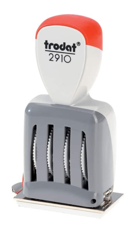 Tampon horodateur Trodat Classic 2910 3 Lignes « Bezahlt » + Datum 6 x 10,2 cm