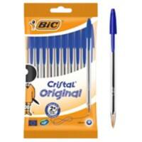 Stylo-bille BIC Cristal Bleu Avec capuchon 10 Unités