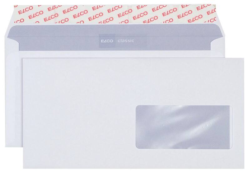 Enveloppes Elco Classic Avec fenêtre C6/5 229 (l) x 114 (h) mm Bande adhésive Blanc 100 g/m² 500 Unités