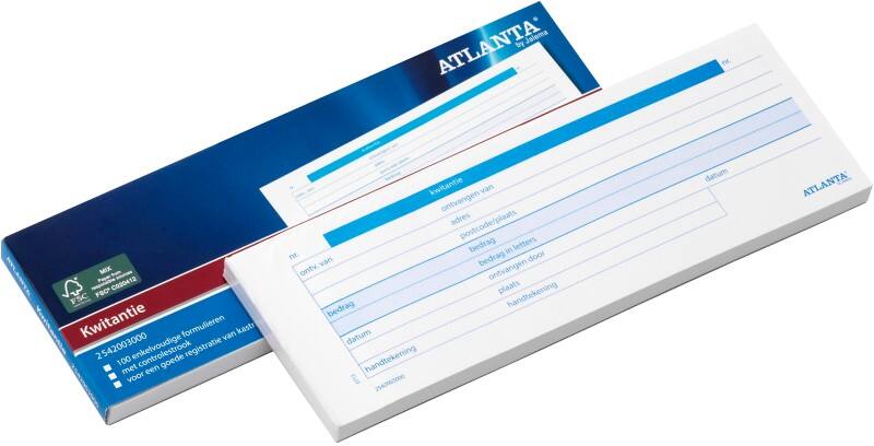 Bloc de quittances Djois Atlanta Bleu 74 x 210 mm 7,4 x 21 cm 50 feuilles