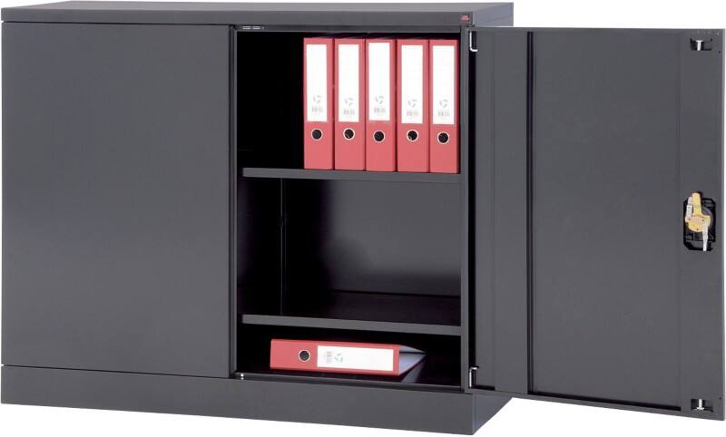 Armoire à portes battantes Realspace Acier 2 Étagères Verrouillable 1200 x 420 x 1000 mm Noir