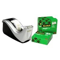 Dévidoir de ruban d'emballage Scotch Magic C60 Argenté, noir 19 mm x 33 m Petit centre Plastique
