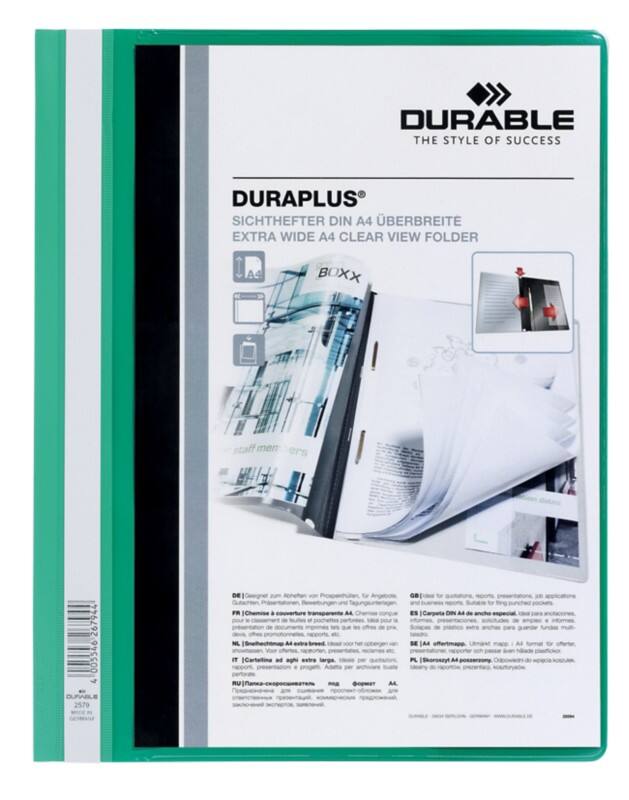 Farde à lamelle DURABLE Duraplus A4 extralarge Vert Polychlorure de vinyle