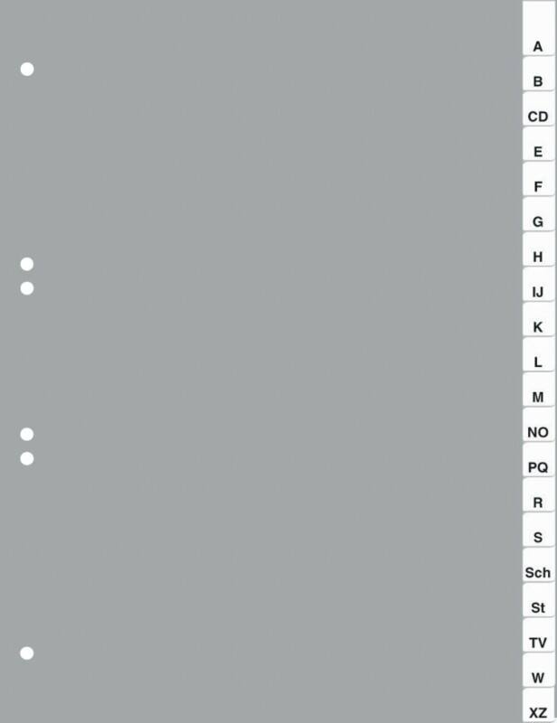 Intercalaires alphabétiques A - Z DURABLE A4 Gris 20 intercalaires PP (Polypropylène) 11 Perforations 6401