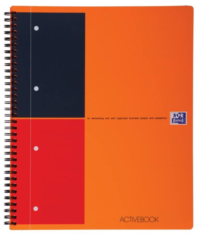 Cahier à spirales OXFORD International Activebook A4+ Ligné Reliure spirale PP (Polypropylène) Orange Perforé 160 Pages 5 Unités de 80 Feuilles