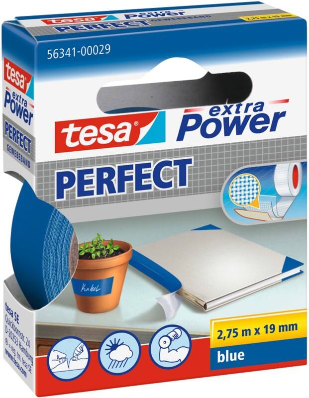 Rubans toilés tesa extra Power Perfect Bleu 19 mm (l) x 2,75 m (L)
