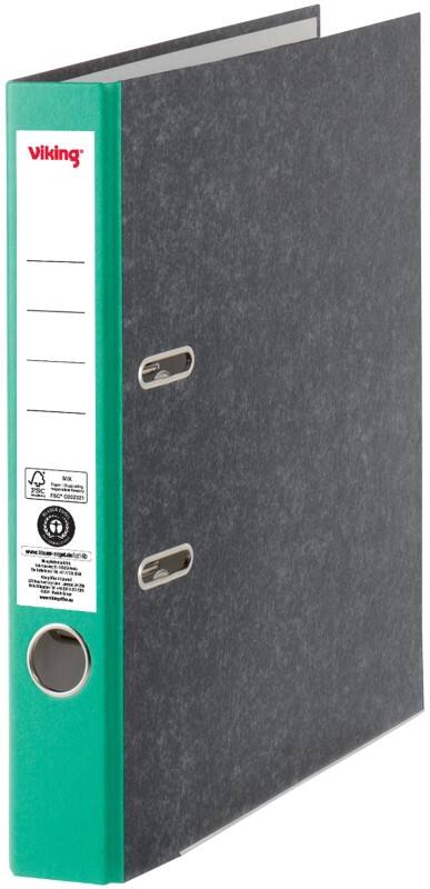 Classeur à levier Viking Étroit A4 50 mm Noir, vert 2 Anneaux Carton Effet Marbre Portrait