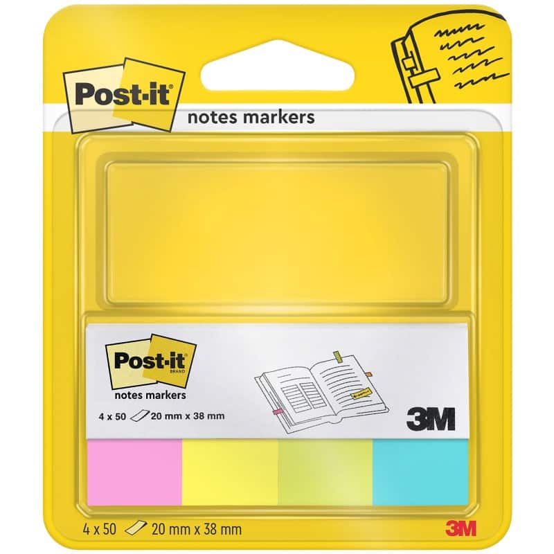 Index Post-it Assortiment fluo 20 x 38 mm 50 x 4 unités