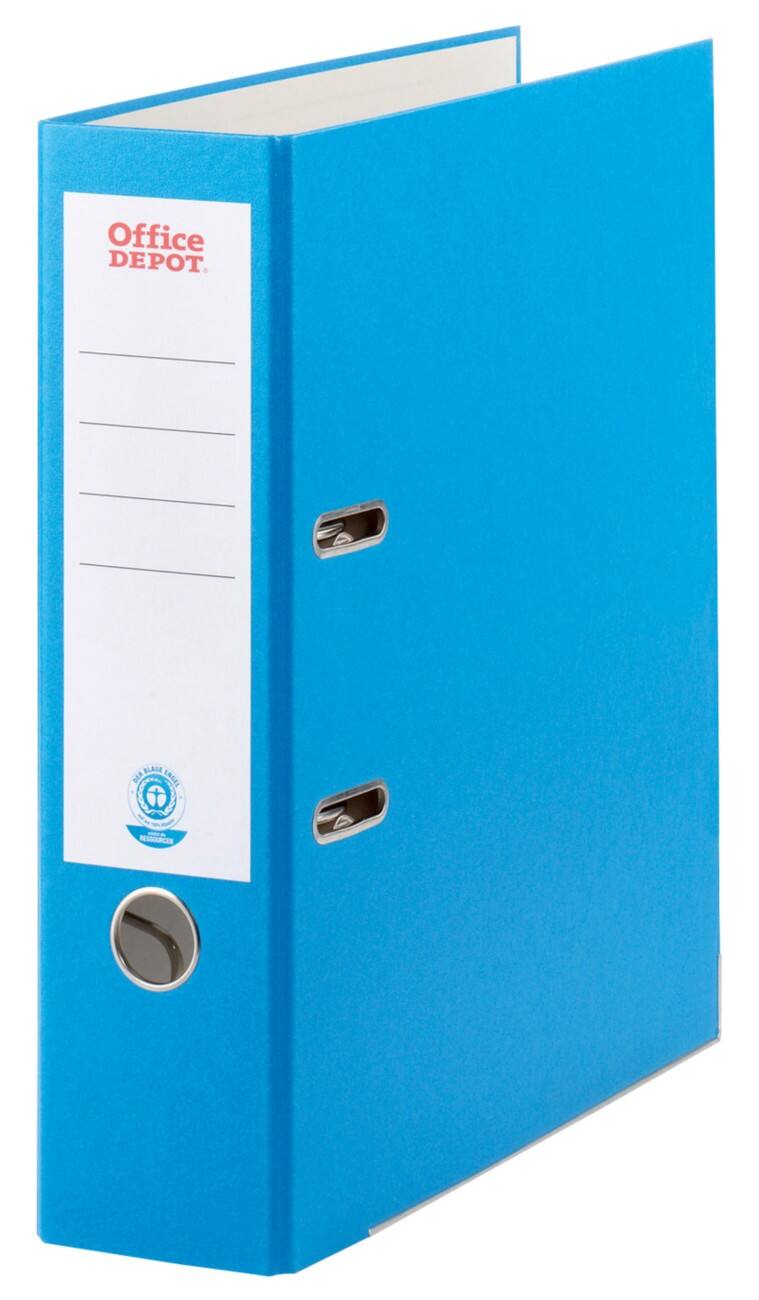 Classeur à levier Office Depot 80 mm Lisse Carton recyclé 2 anneaux A4 Bleu 600 feuilles