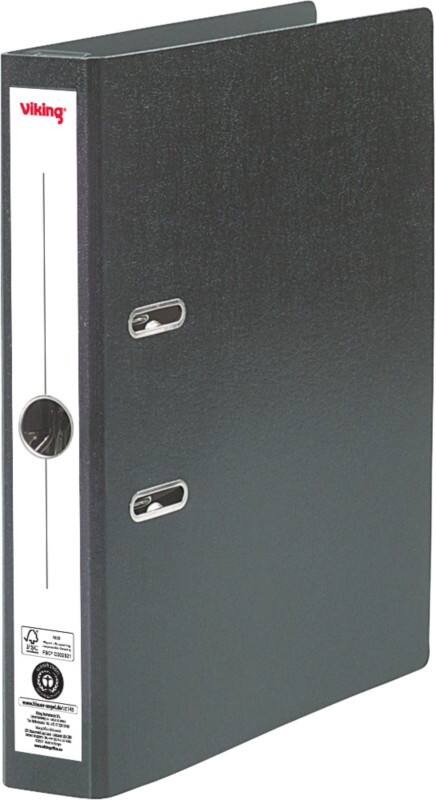 Classeur suspendu Viking Étroit Prem Touch A4 50 mm Noir 2 Anneaux Carton Mat Portrait