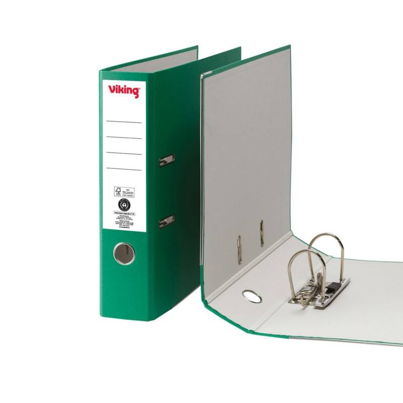 Classeur à levier Viking Large A4 75 mm Vert 2 Anneaux Carton Mat Portrait
