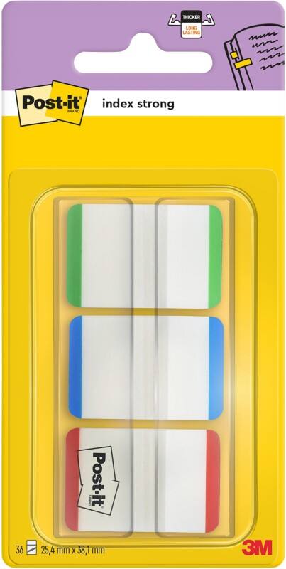 Index Post-it Strong Assortiment 25,4 x 38,1 mm 22 x 3 unités