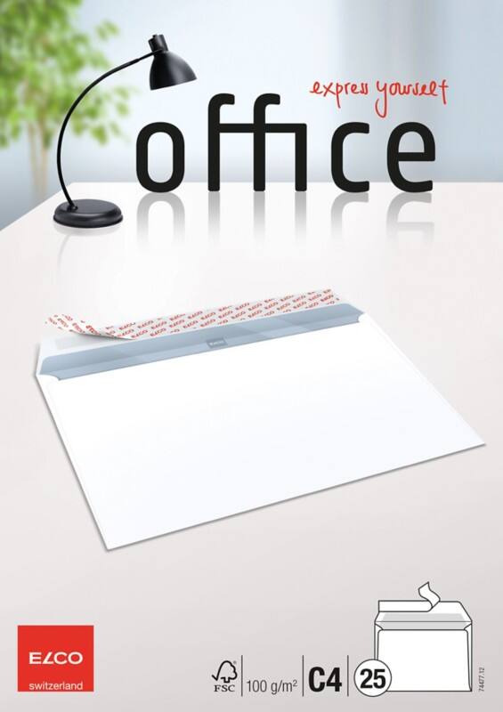 Enveloppes Elco Office Sans fenêtre C4 324 (l) x 229 (h) mm Bande adhésive Blanc 120 g/m² 25 Unités