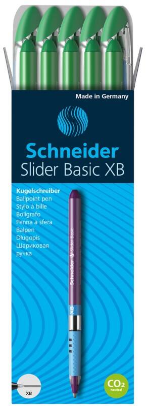 Stylo roller Schneider Slider Basic XB Vert 1,4 mm Extra large Bille 10 Unités