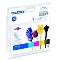 Cartouche jet d'encre Brother D'origine LC970VALBP Noir, cyan, magenta, jaune 4 Unités