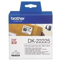 Rouleau d'étiquettes Brother QL Authentique DK-22225 DK-22225 Autocollantes Noir sur Blanc 38 mm