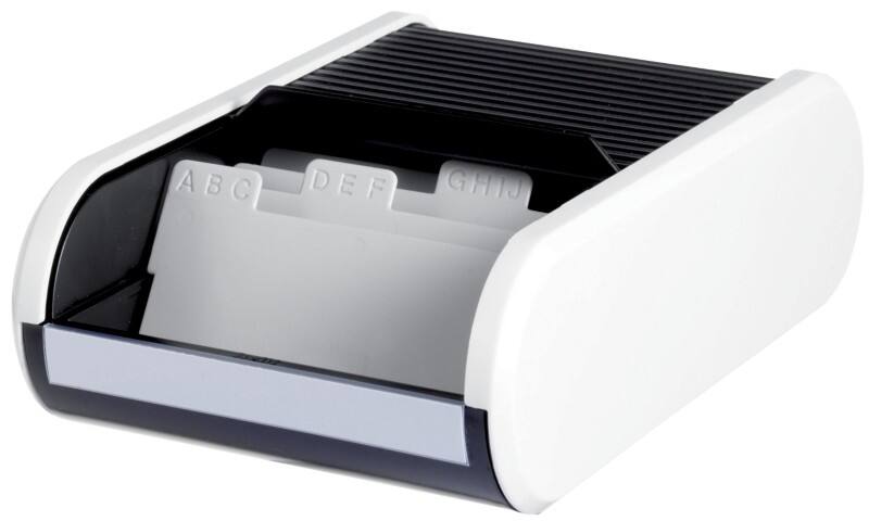 Boîte De Cartes De Visite helit Linéaire Blanc, noir 300 Cartes 13,6 x 24,2 x 6,7 cm