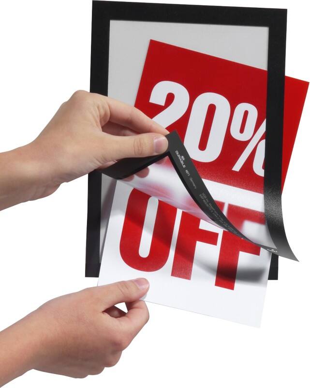 Cadre d'affichage DURABLE MAGAFRAME A5 Adhésif Noir Adhésif 487101 23,6 (L) x 17,6 (H) cm 2 Unités