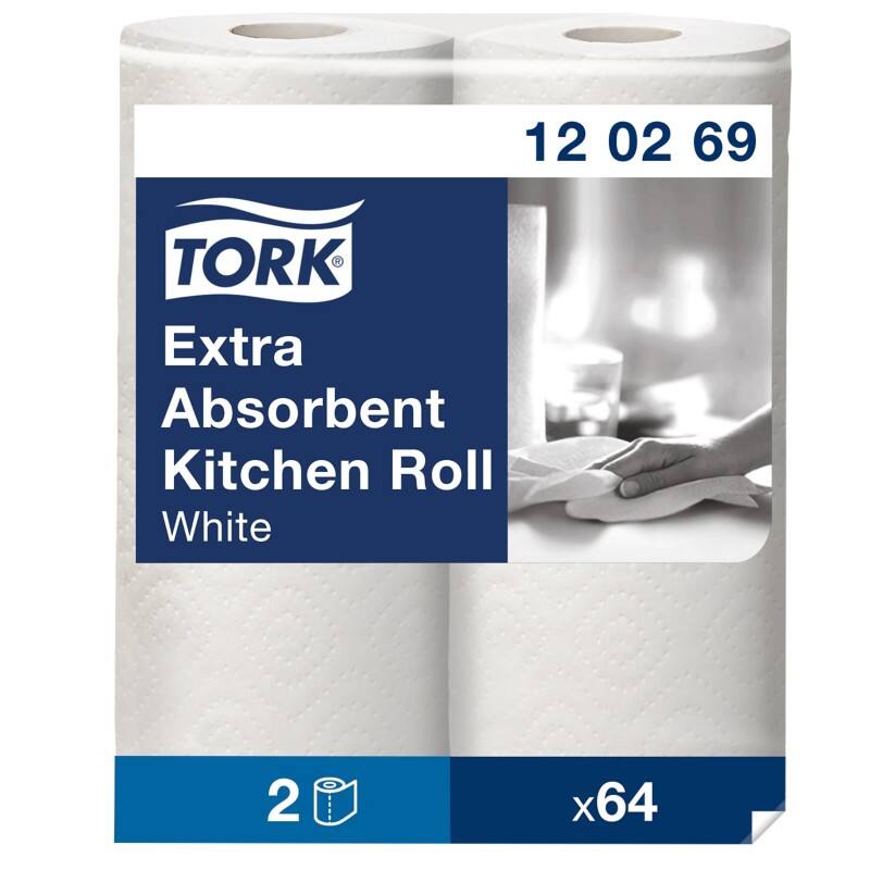 Essuie-tout Tork 2 épaisseurs Ultra-absorbant 2 Rouleaux de 64 Feuilles