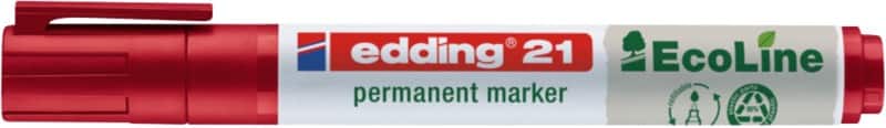 Marqueur permanent edding 21 Moyen Ogive 1,5 - 3 mm Rouge Rechargeable Résistant à l'eau