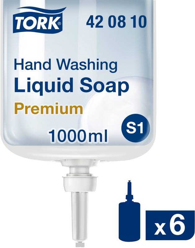 Savon pour les mains Tork Liquide S1 Transparent 420810 6 bouteilles de 1 L