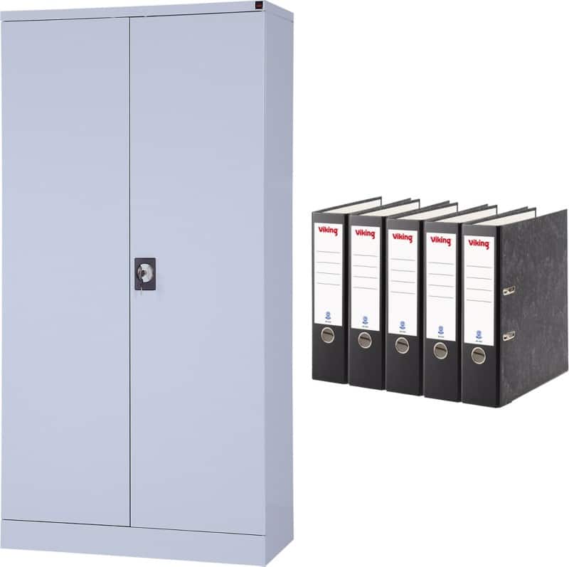 Armoire à portes battantes Realspace Acier 4 Étagères Verrouillable 920 x 420 x 1800 mm Gris