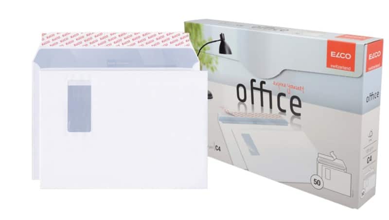 Enveloppes Elco Office Avec fenêtre C4 324 (l) x 229 (h) mm Bande adhésive Blanc 120 g/m² 50 Unités